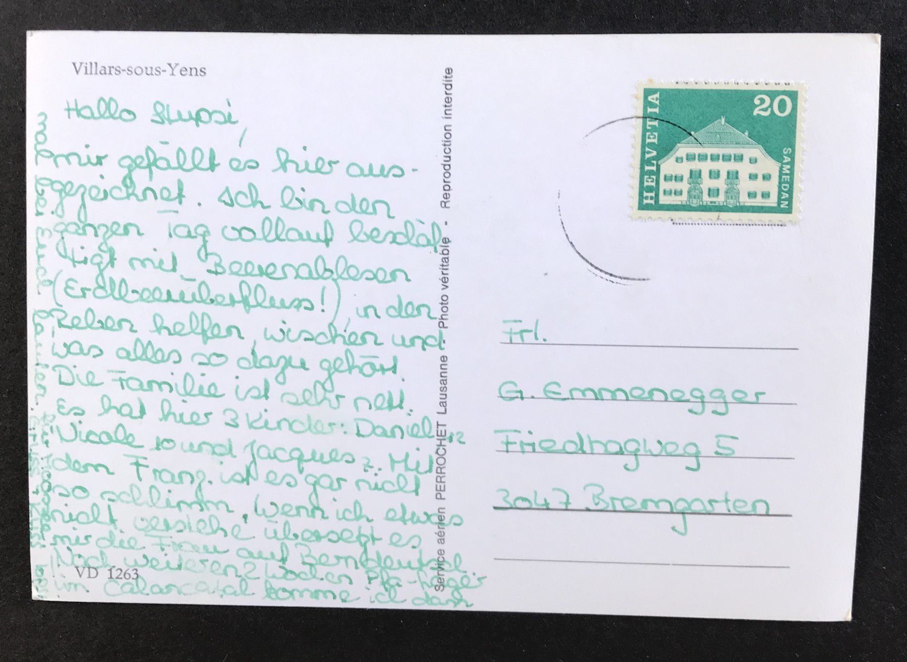 Cartoline postali: ANSICHTSKARTE VILLARS-SOUS-YENS – Usato da Ostermundigen venduto da wini63 1