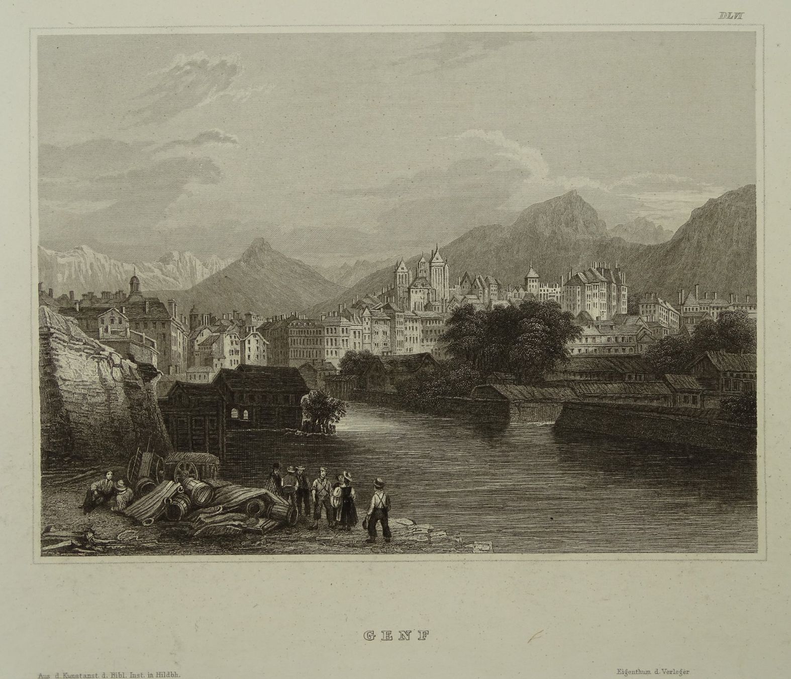 Incisioni: GENF, GENÈVE, STAHLSTICH 1859 – Usato da Grüningen venduto da Kartensammler