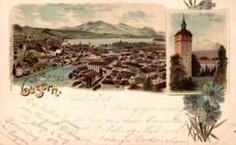 Luzern. Stadtansicht, Musegg und Pilatus