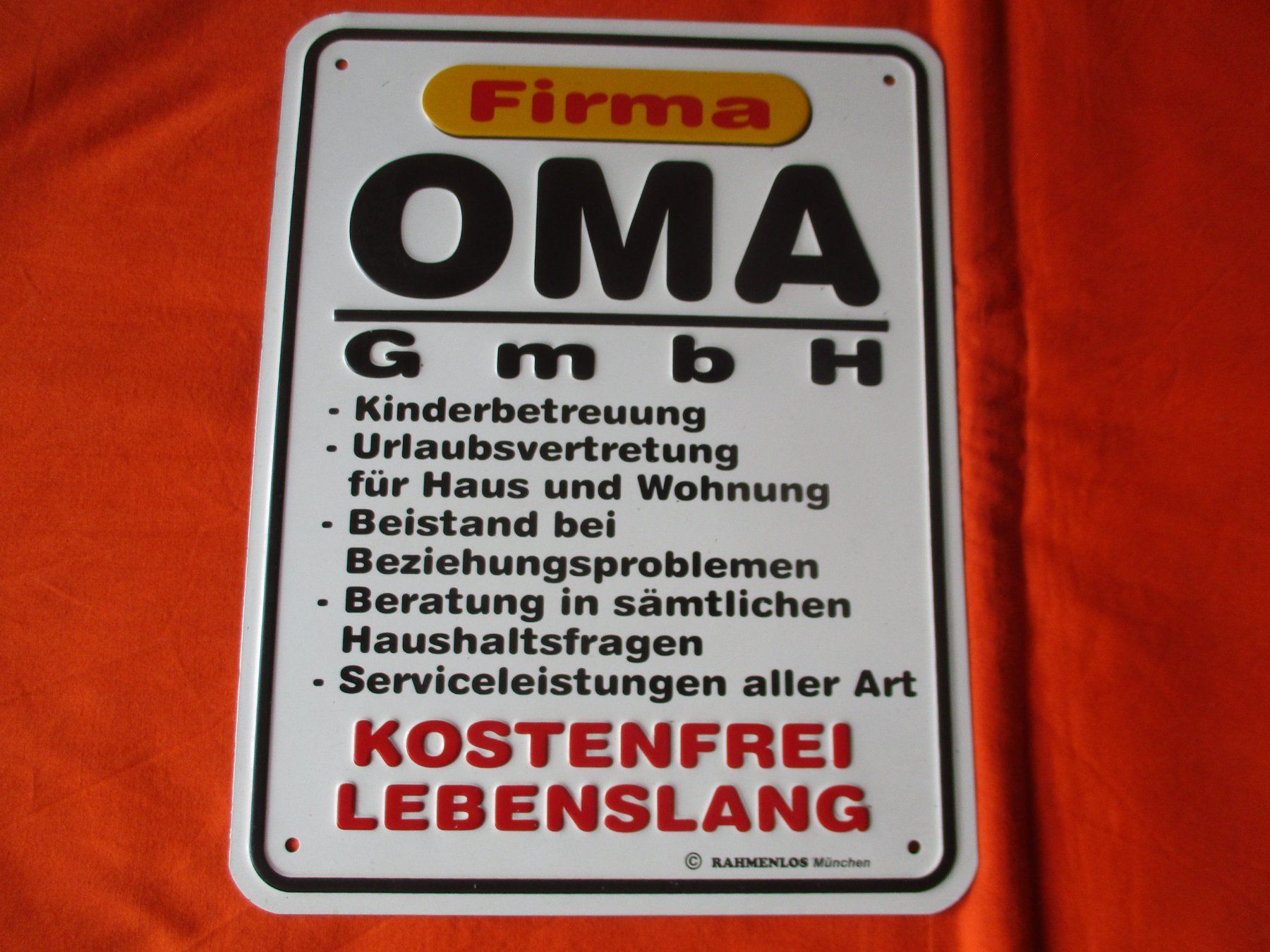 Insegne: Blechschild Oma GMBH – Usato da Birsfelden venduto da alles-muss-raus