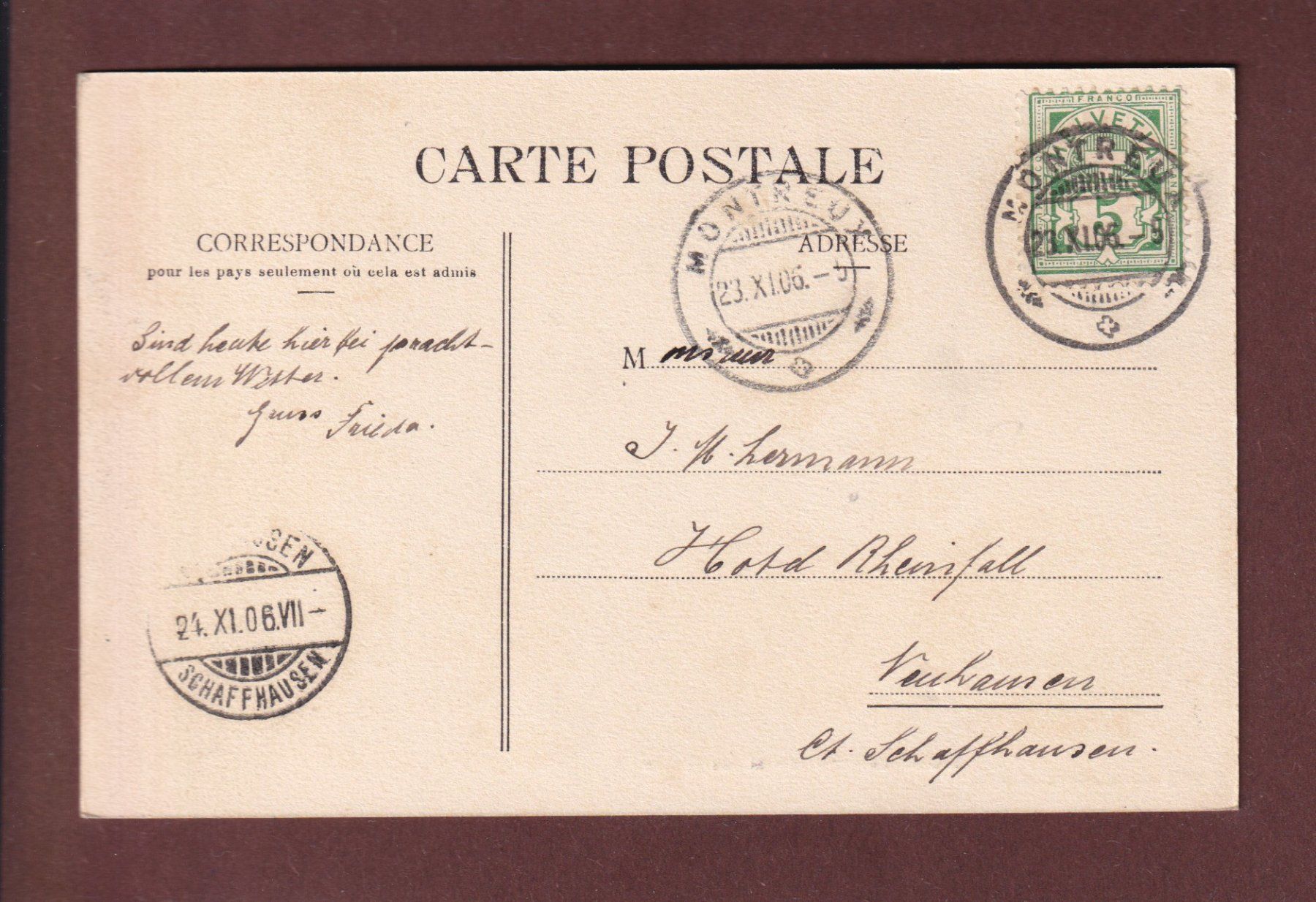 Cartoline postali: MONTREUX - Quai - Palace - 1906 – Usato da Pully venduto da nicecards 1
