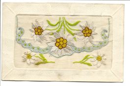 Seidenkarte - gestickt - Girlande mit Edelweiss - 1922
