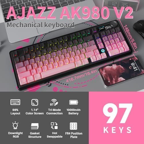 Tastaturen: AJAZZ AK980 V2 Wireless Mechanical Keyboard Side Engraved – Neu und originalverpackt aus Hundwil von Mr.Wong 2
