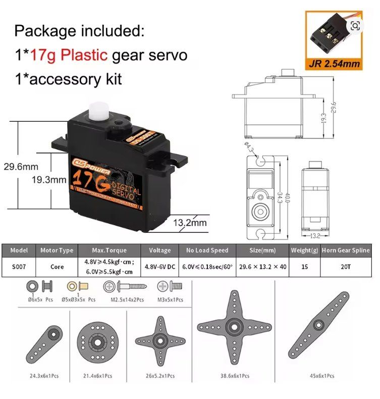 RC Modellbau: DSPOWER 17g Digital Servo Kunststoffgetriebe mit JR Stecker – Neu und originalverpackt aus Hinwil von RomRay 2