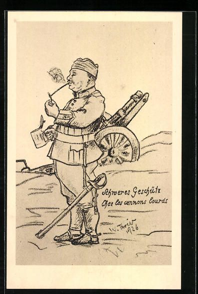 Foto, Lettere & Cartoline: Schweres Geschütz, Rauchender Soldat mi – Usato da Berlin venduto da bartko-reher
