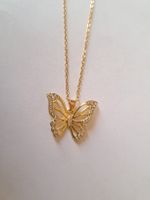 Goldfarbene Kette mit Anhänger Schmetterling Strass Neu🦋