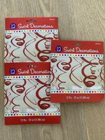 Red Swirl Decorations - 3 Packs of 12 pieces in each (36 u.)