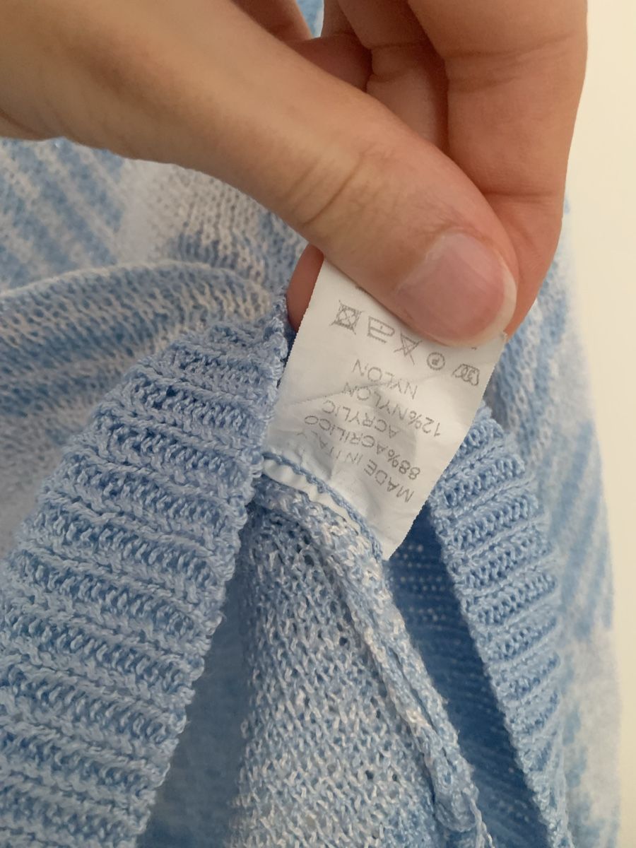Giacche: Sommer Cardigan Strickjacke Kariert Hellblau Weiss – Usato da Zürich venduto da med_qdd6 1