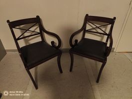 2x elegante Armlehnstühle / Stühle im klassischen Stil Holz