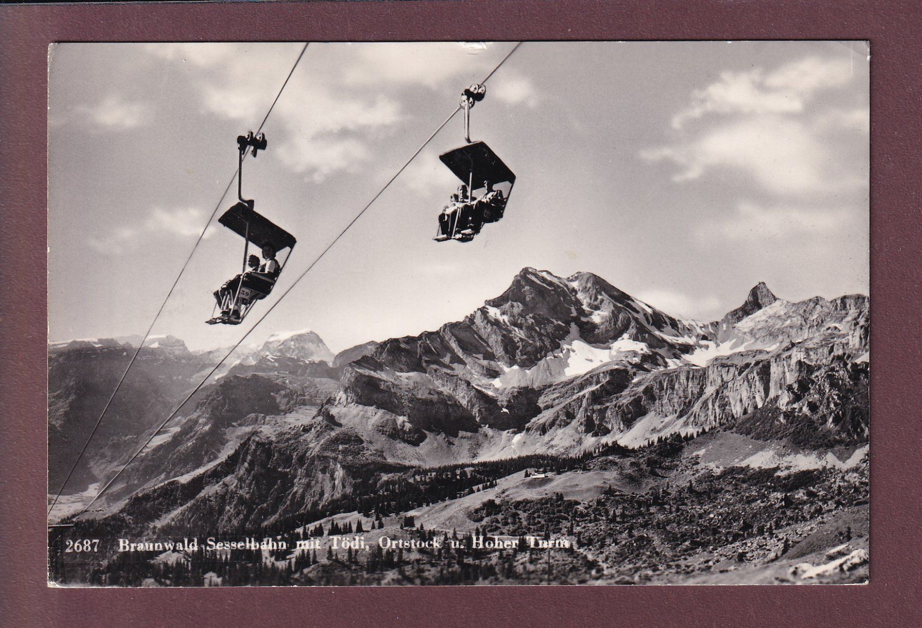 Cartoline postali: BRAUNWALD - Sesselbahn - Ortstock - 1962 – Usato da Pully venduto da nicecards