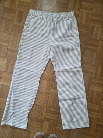 Mango Hose, gestreift, Beige/Weiss, Gr. 42, Top Zustand