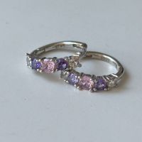 Silber 925 Funkelnde Rosa und Violett Kreolen