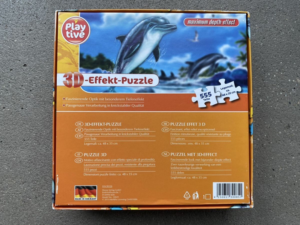 Puzzle: 3D Effekt Puzzle Delfin 555 Teile – Usato da Wangen an der Aare venduto da Chrisimi 2