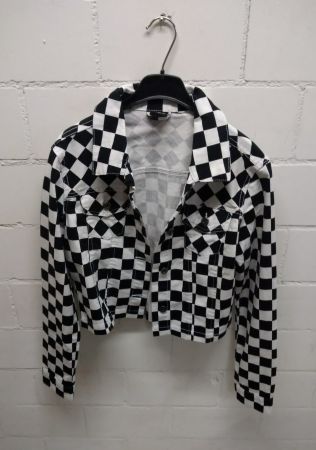 Ladies Short Check Twill Jacket