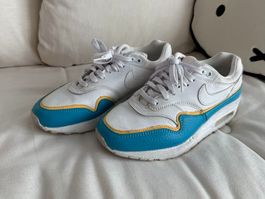 Nike Air Max 1 Damenschuhe weiss/blau/gelb / Grösse 37.5
