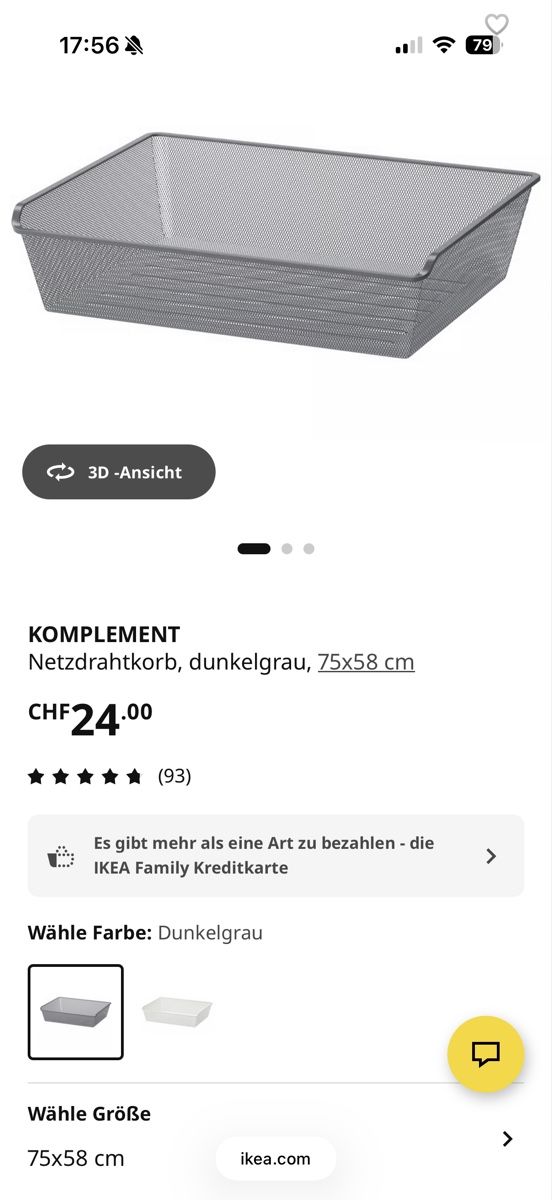 Ikea Komplement Netzdrahtkorb inkl. Auszugsschiene (Gebraucht) in Zürich für CHF 5 – nur Abholung auf Ricardo kaufen