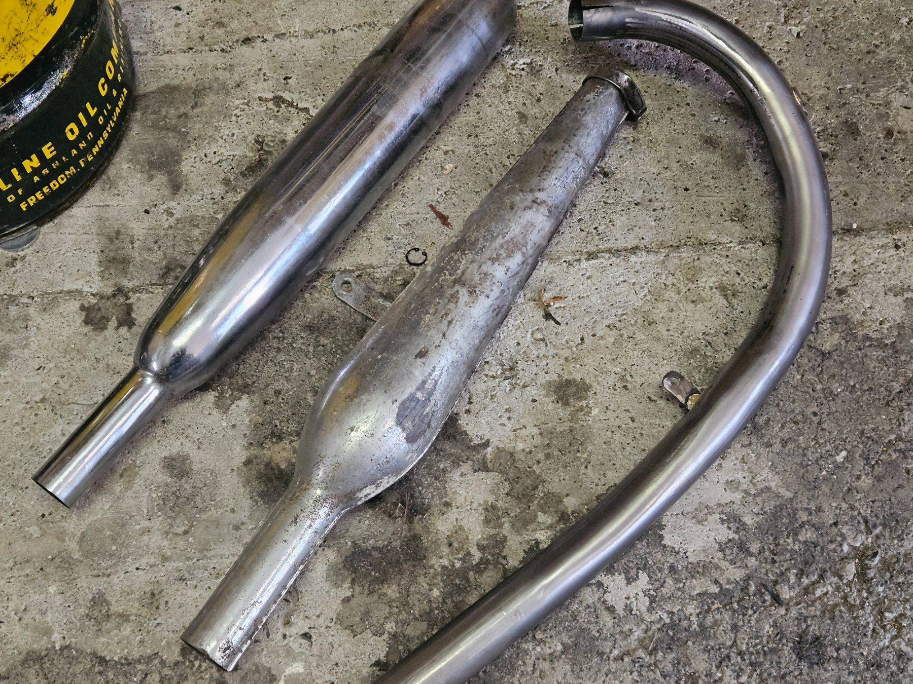 Sistemi di scarico: Oldtimer Motorrad Schalldämpfer Auspuff BSA Enfield – Usato da Haslen GL venduto da elrockero 1