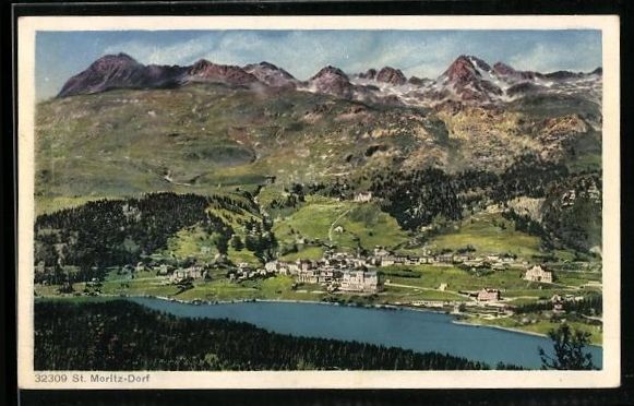 Ansichtskarten: St. Moritz-Dorf, Totalansicht mit Gebirg – Gebraucht aus Berlin von bartko-reher