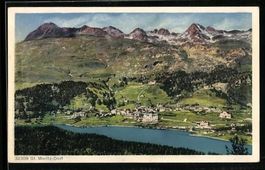 St. Moritz-Dorf, Totalansicht mit Gebirg