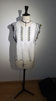 Top Zara blanc, broderie florale - Taille M