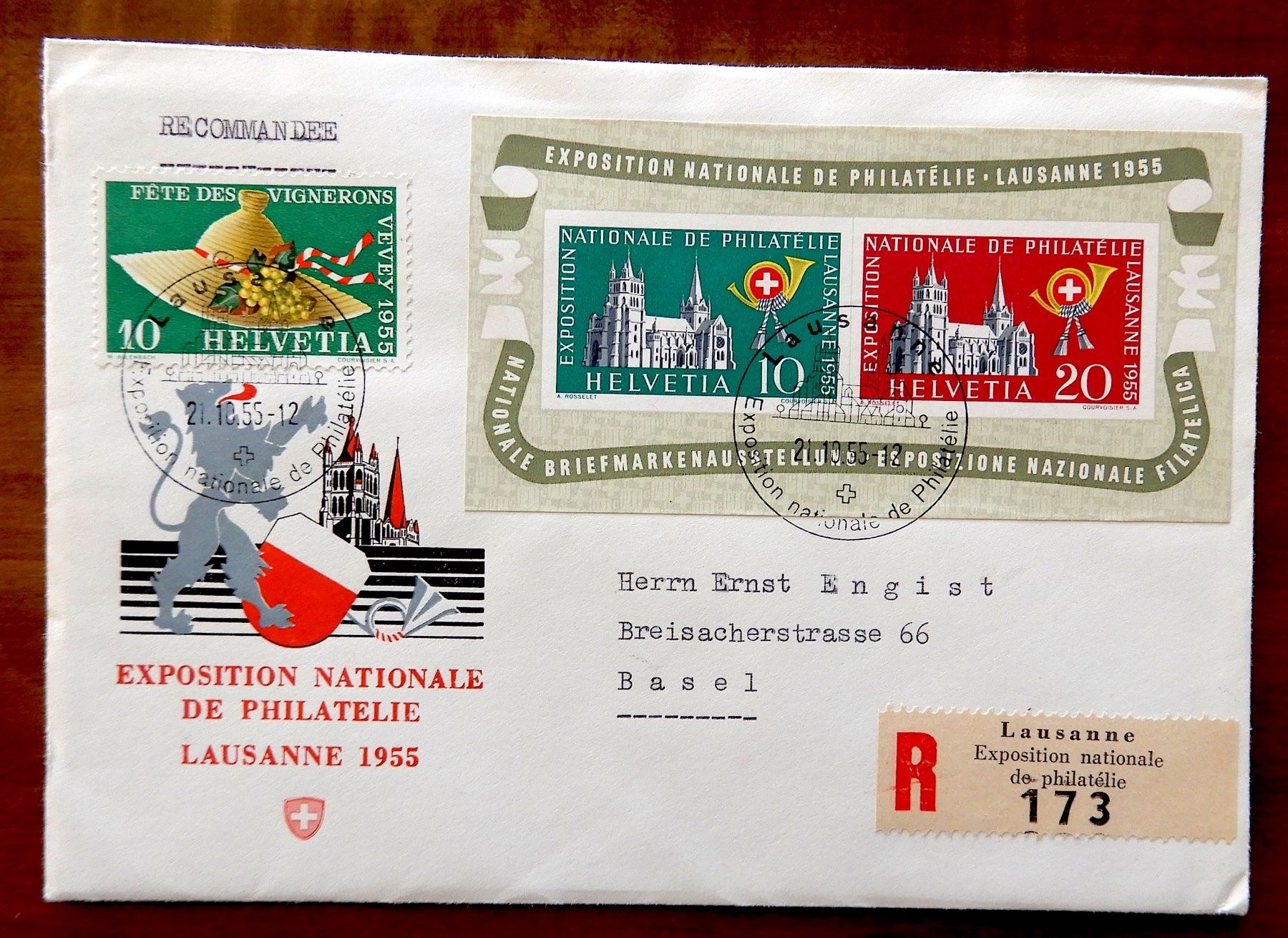 Tutti i francobolli: GEDENKBLOCK LAUSANNE, Mit Vignette, 1955 – Usato da Luzern venduto da Johann7