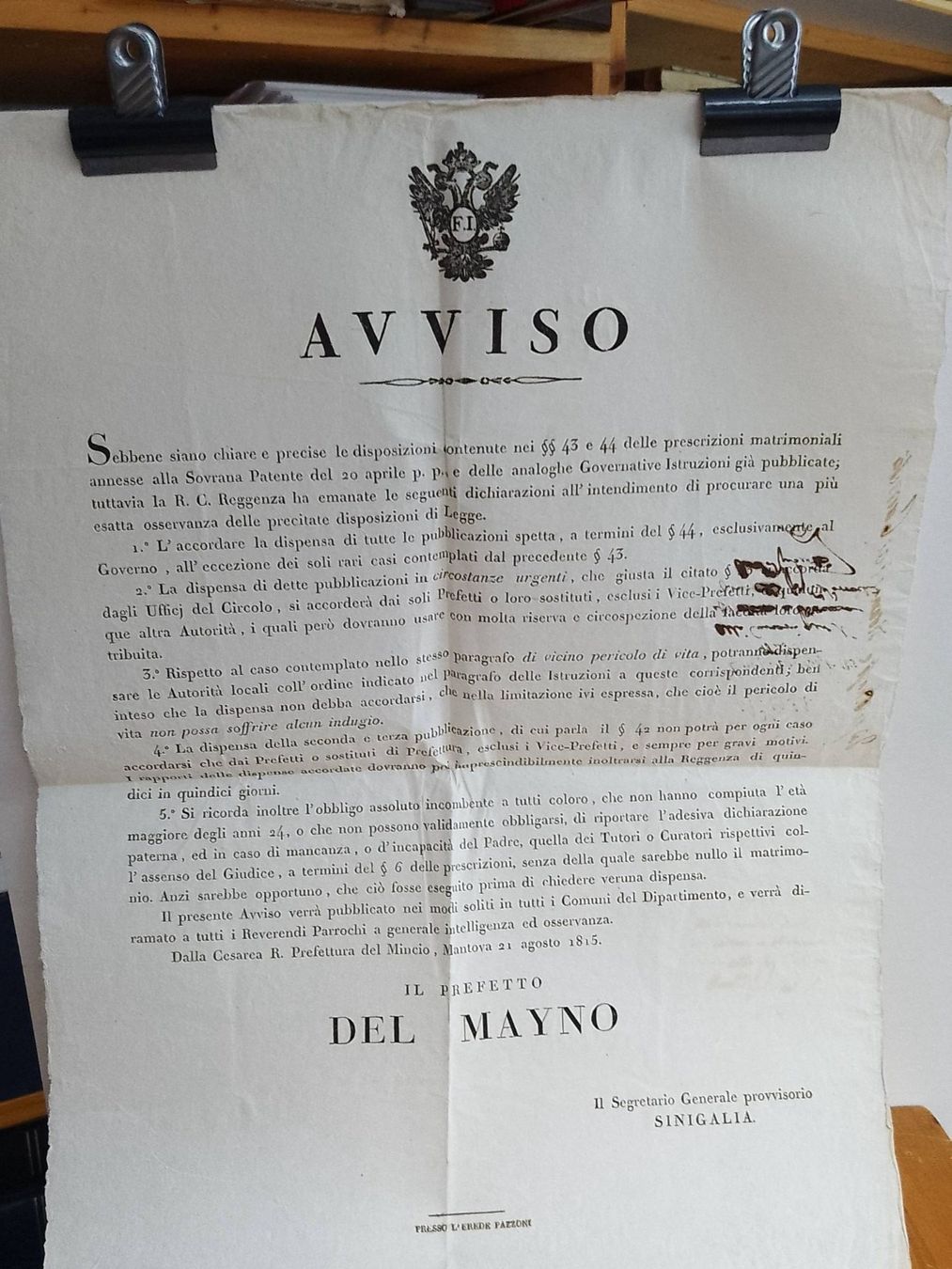 Dokumente: Italia - Mantova - 1815 – Gebraucht aus Sorengo von 74in