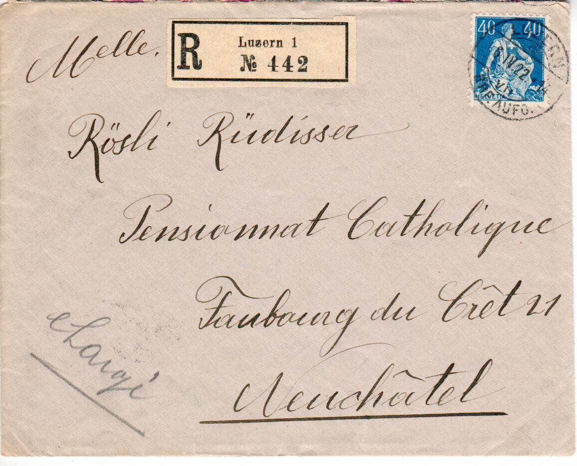 Alle Briefmarken: R - Brief Luzern 1922 – Gebraucht aus Wolhusen von Curver9
