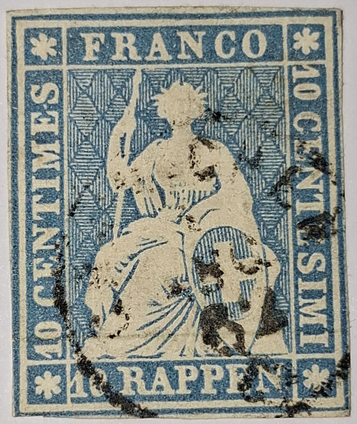 Tutti i francobolli: Strubel 23A1.b Gränichen mit Attest Kat. 1300.- – Usato da Balgach venduto da SIMEON27