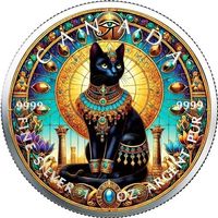 Maple Leaf 2025  Farbiger Round Egypt Cat 1 Unze SILBER