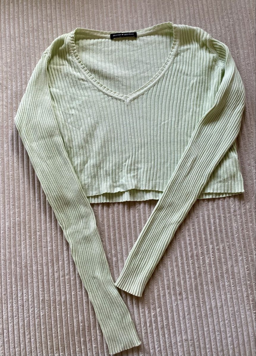 Brandy Melville Maglioni & Felpe: Brandy Melville Pullover Sweatshirt Crop Gerippt Mintgrün – Usato da Langnau am Albis venduto da cynthia.jolene 1