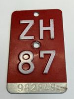 ZH 87 Velo Schild Fahrrad Schild von 1987