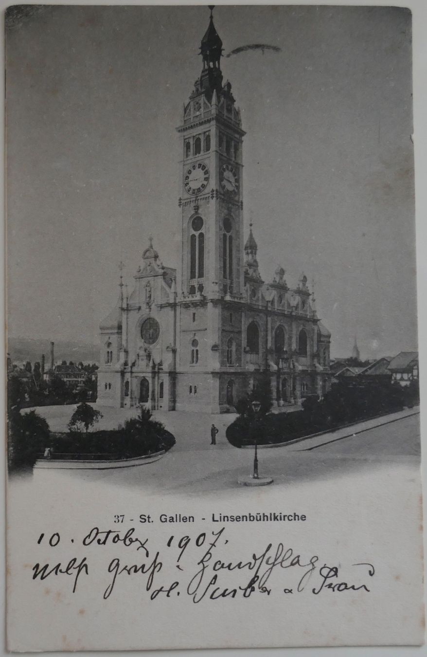Cartoline postali: Postkarte St. Gallen Linsenbühlkirche 1907 – Usato da Möhlin venduto da PHILABARTIS