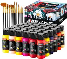 Acrylfarben Set 60ml x 36 + 12 Pinseln Premium Ungiftig