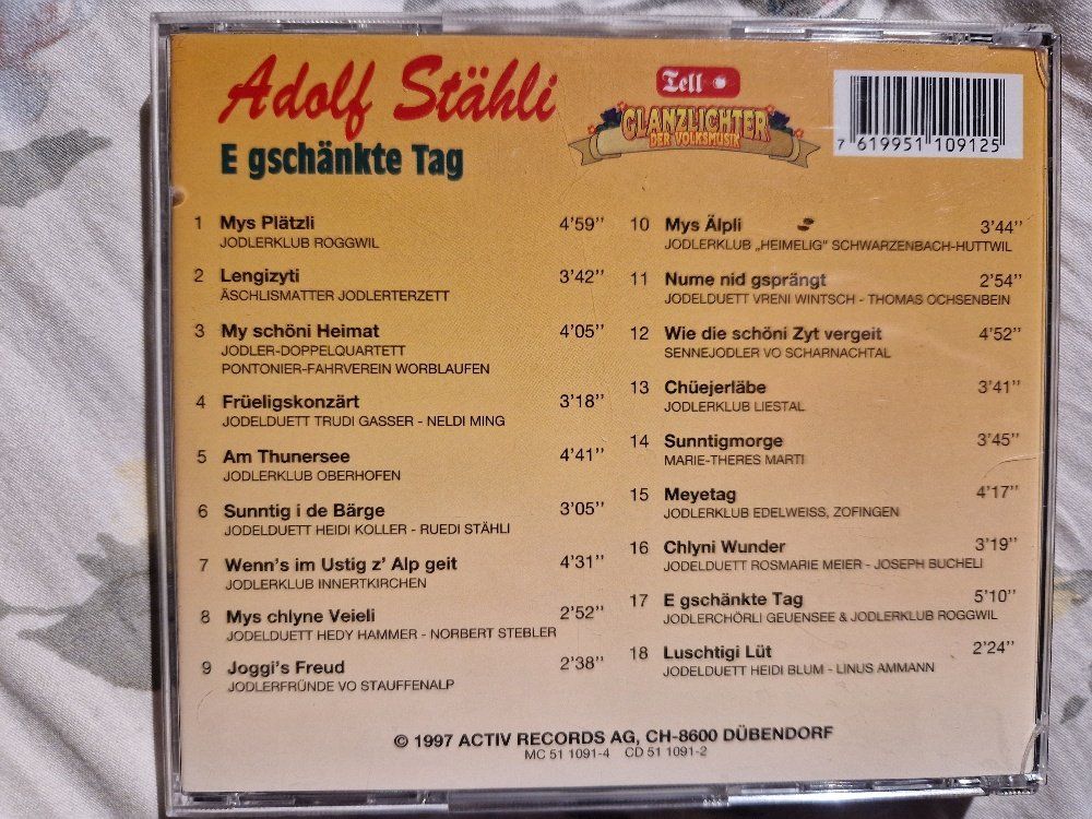 CD: Adolf Stähli: E gschänkte Tag: Vergriffen! – Usato da Brittnau venduto da Zibu 1