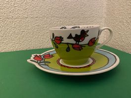 Kaffeetasse von babetteharms.nl mit vögel und Rosen
