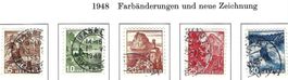 1948 kpl. Série Landschaften Farbänderungen 285-290 ʘ, KP 25