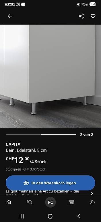 Altri mobili: IKEA CAPITA Bein, Edelstahl, 8 cm – Usato da Weinfelden venduto da fab_99ml