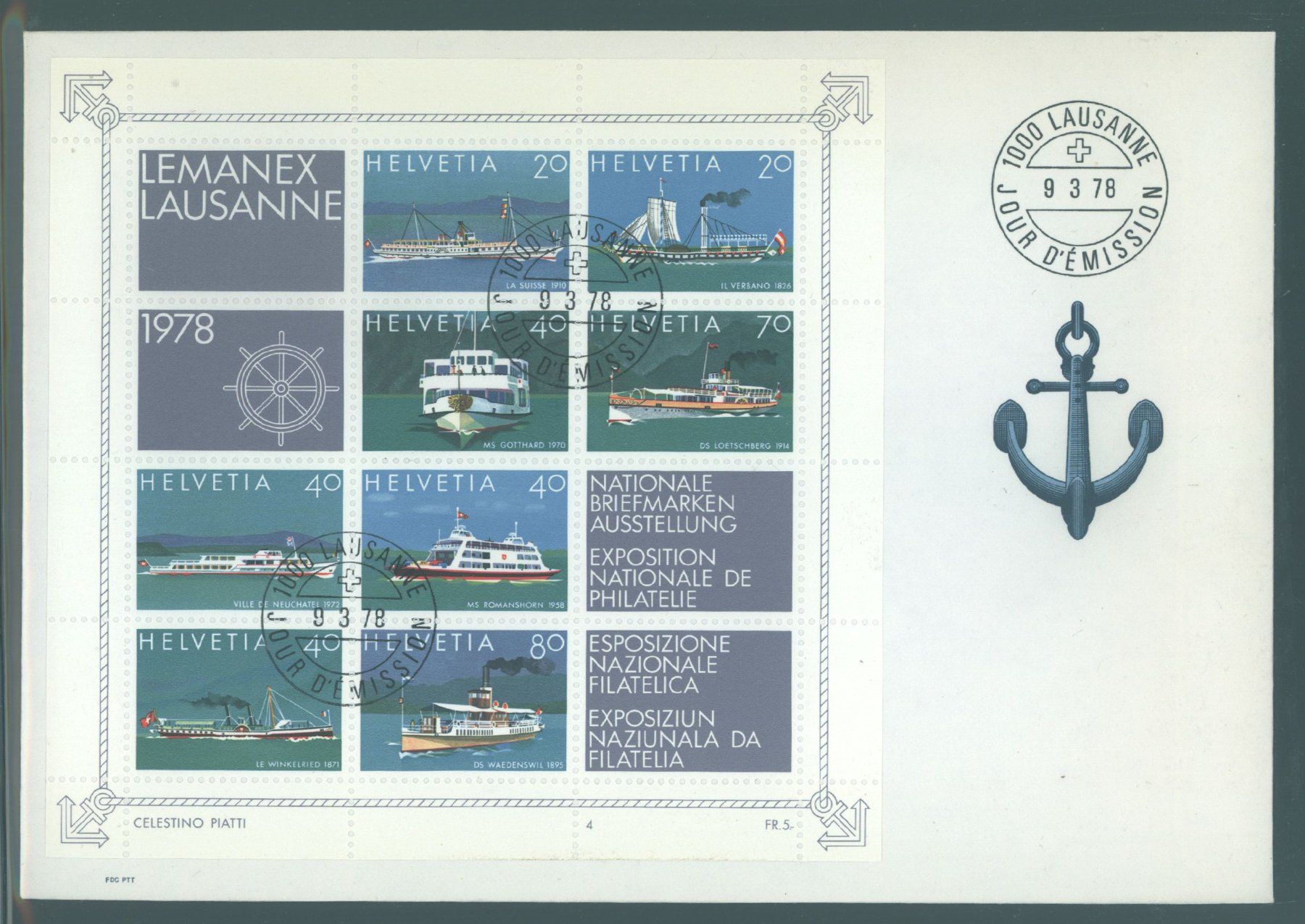 Tutti i francobolli: 1978, FDC, LEMANEX, E6, Couvert leicht vergilbt – Usato da Willisau venduto da Vollstempel