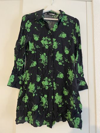 Green Flower Shirt Dress