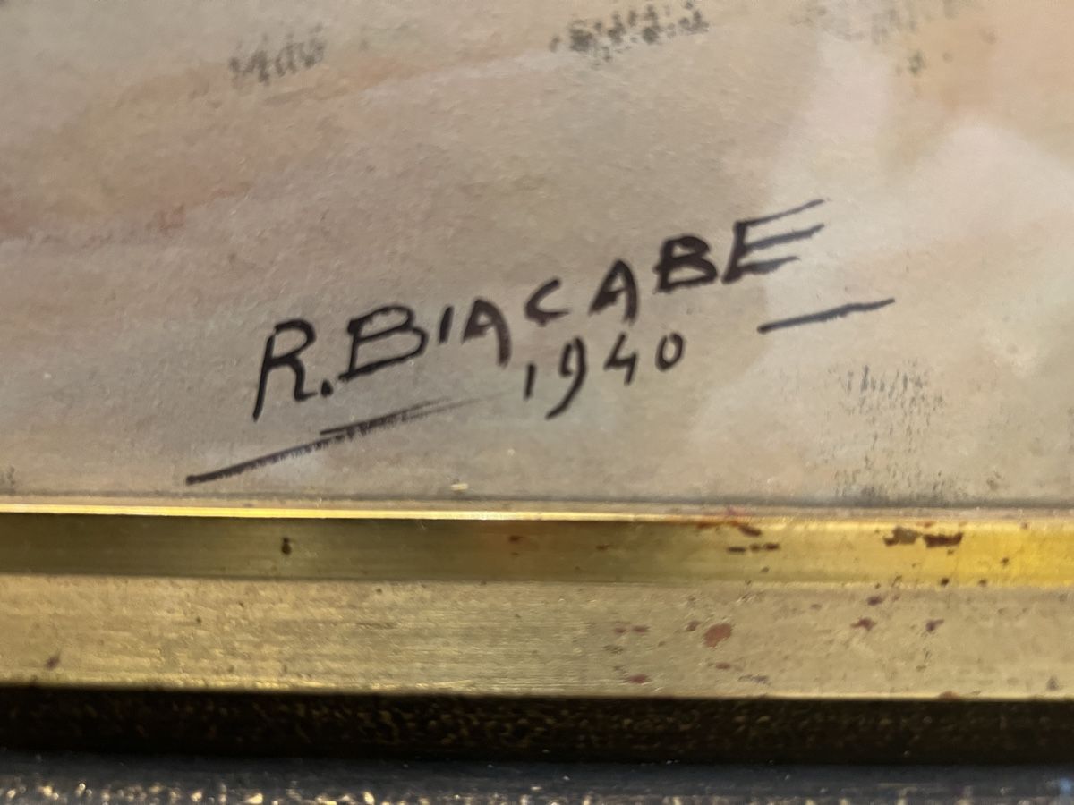 Gemälde: SIGNÉ R.BIACABE DATÉ 1940 aquarelle – Gebraucht aus Genève von Qanil77 2