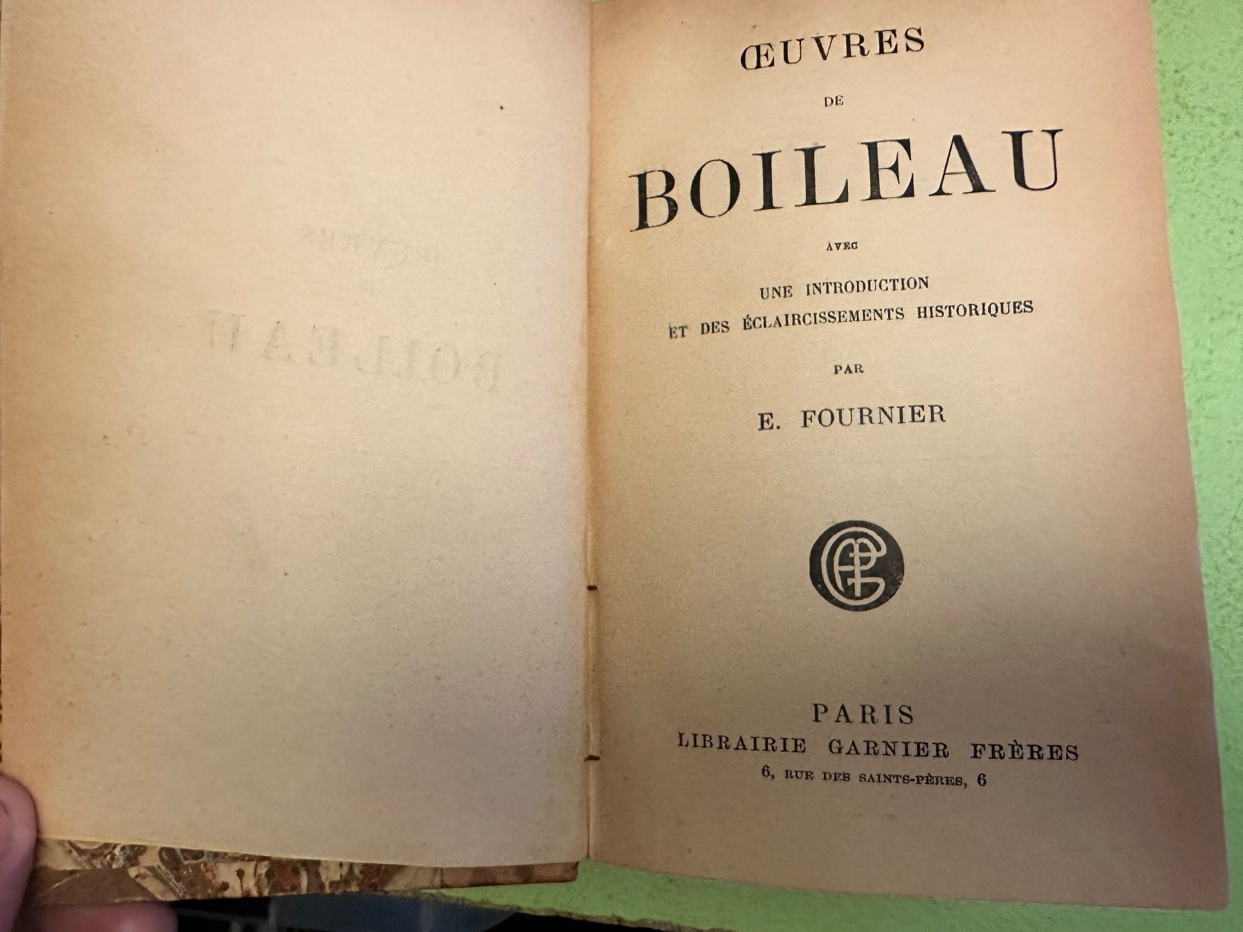 Libri: Oeuvres de Boileau. 1916 – Usato da Zürich venduto da allp 2