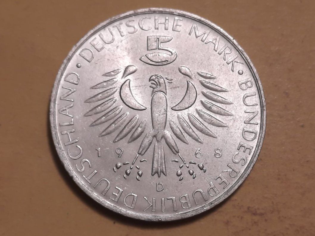 Tutti le monete: Deutschland 5 Mark "Max Pettenkofer" 1968 D Silber – Usato da Buchs SG venduto da numispatica 1