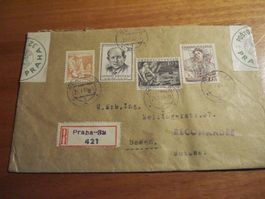Brief Tschechoslowakei-Schweiz, mit Papiersiegel Post 1953
