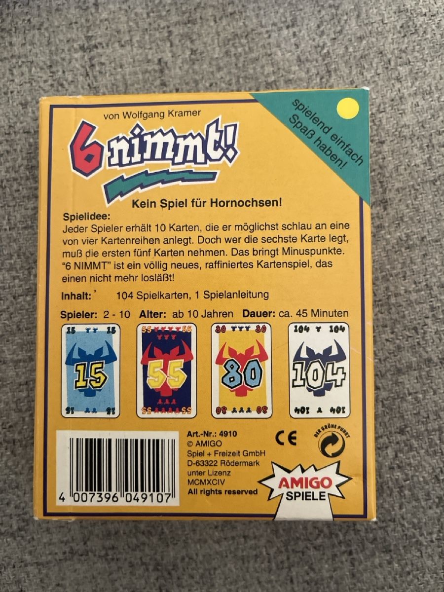 Amigo Giochi: Kartenspiel 6 Nimmt!  – Nuovo (secondo la descrizione) da Oberrieden venduto da Boccia1981 3