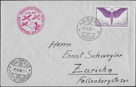 1940 ROT-KREUZ Flug Etappe AARAU o Feldpost 25  F12z ab 1.-