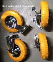 4er Set Deko-Lenkrollen Ø 8" / 2.50-4 Zoll mit PU REIFEN