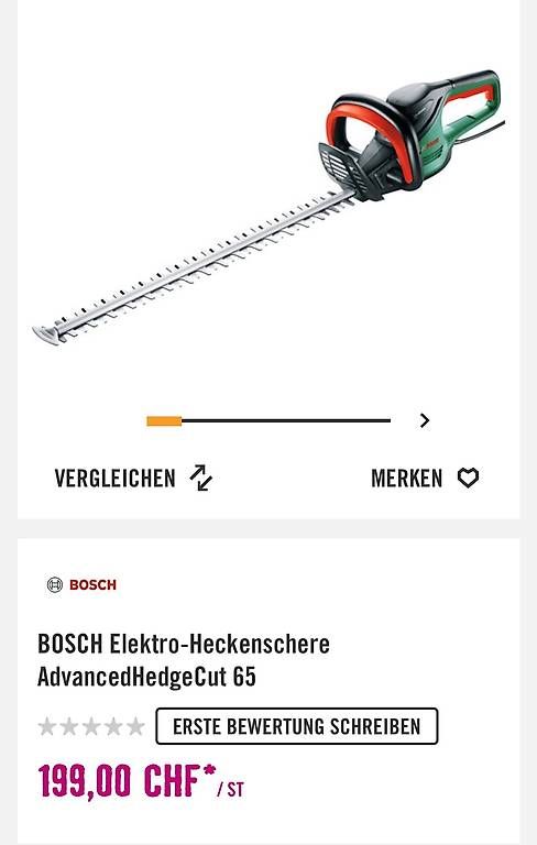Tutti gli attrezzi: BOSCH Elektro-Heckenschere AvancedHedgeCut. 65 – Usato da Ebikon venduto da Bubich 3