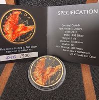 1 OZ Silber Maple Leaf 2016 Auflage: 500 Stk