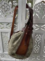Handgemachter Canvas/Leder Crossbody Rucksack