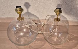 2 Kugellampen Tischlampen aus Glas aus den 70er Jahren